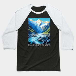 A Pop Art Travel Print of the Franz Josef Glacier - New Zealand Baseball T-Shirt